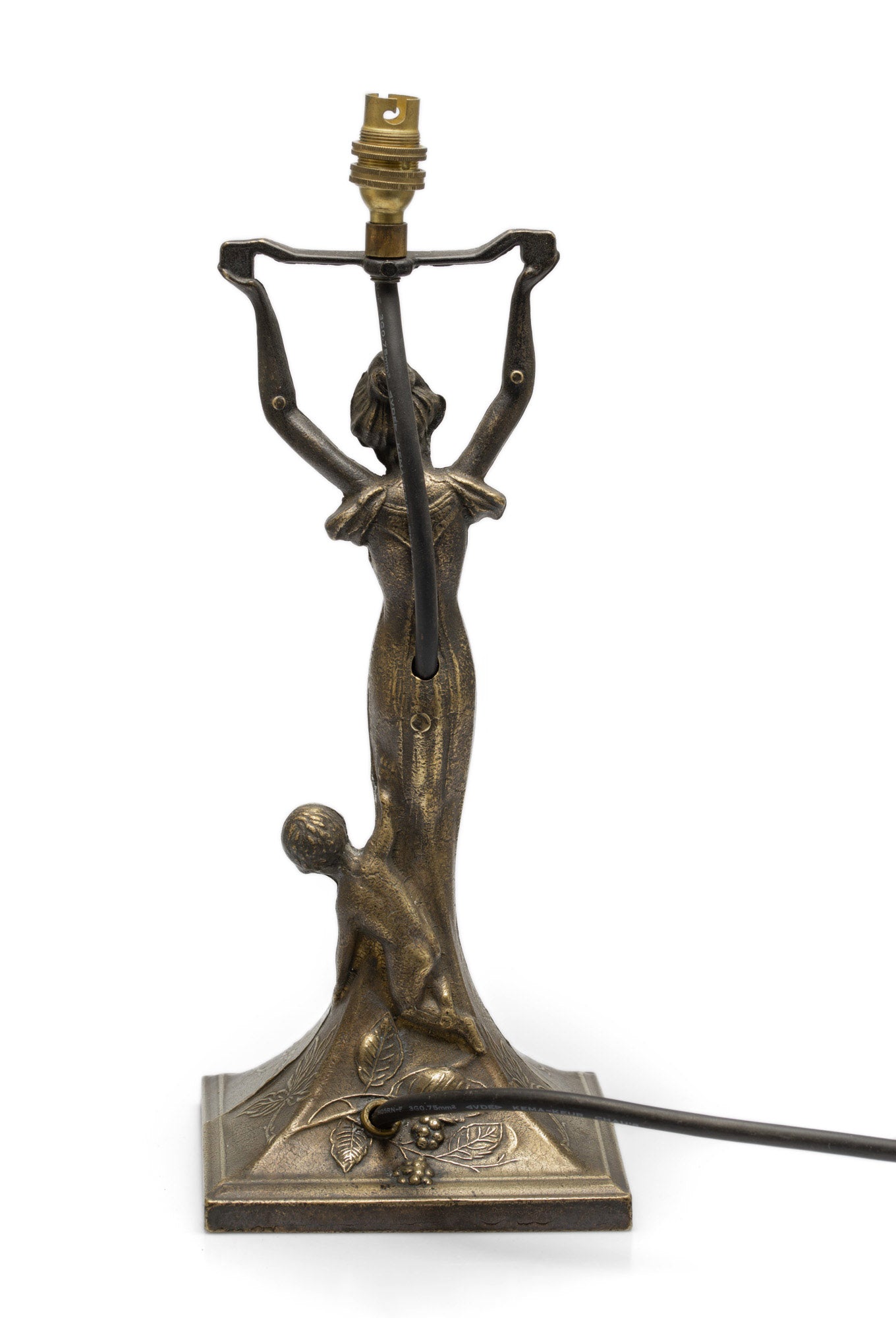 Art Deco Transitional Bronze Figural Table Lamp with Maiden & Children at Play (Code 2564)