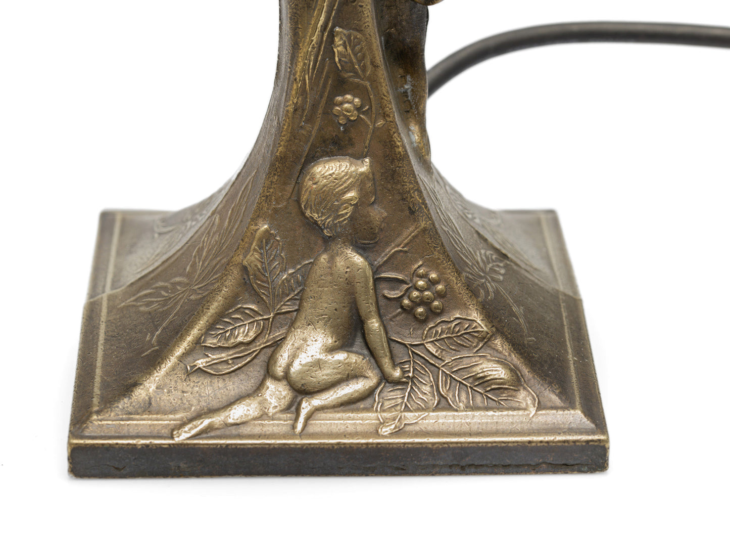 Art Deco Transitional Bronze Figural Table Lamp with Maiden & Children at Play (Code 2564)