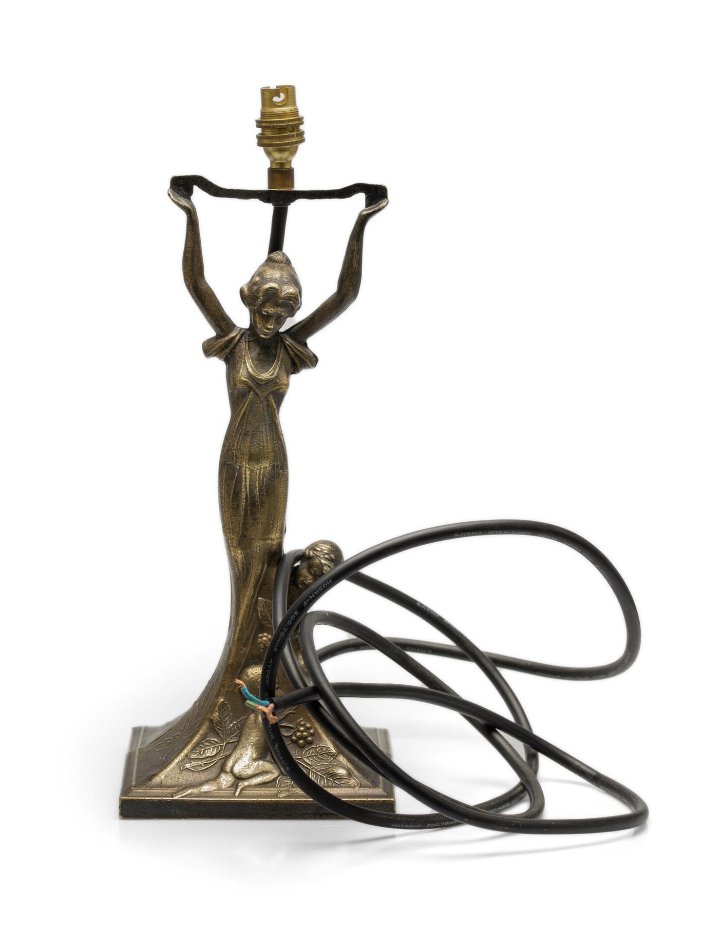 Art Deco Transitional Bronze Figural Table Lamp with Maiden & Children at Play (Code 2564)