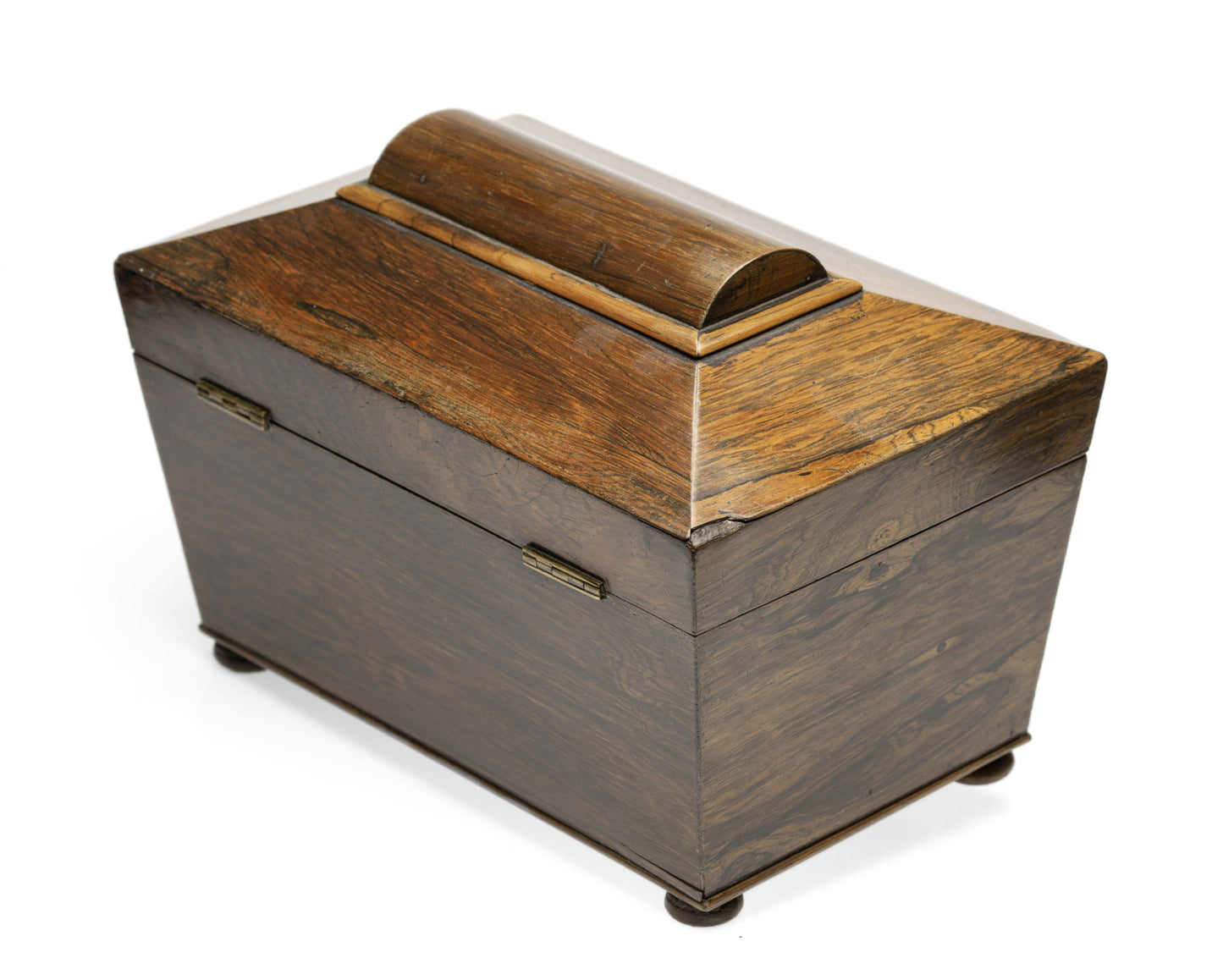 Victorian Antique Wooden Two Division Sarcophagus Tea Caddy with Internal Caddies (Code 2595)