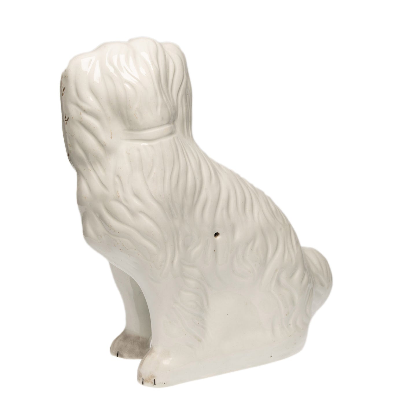 Pair Large Staffordshire Pottery Spaniel Mantle Dogs in White with Gilt c1860 (Code 2599)