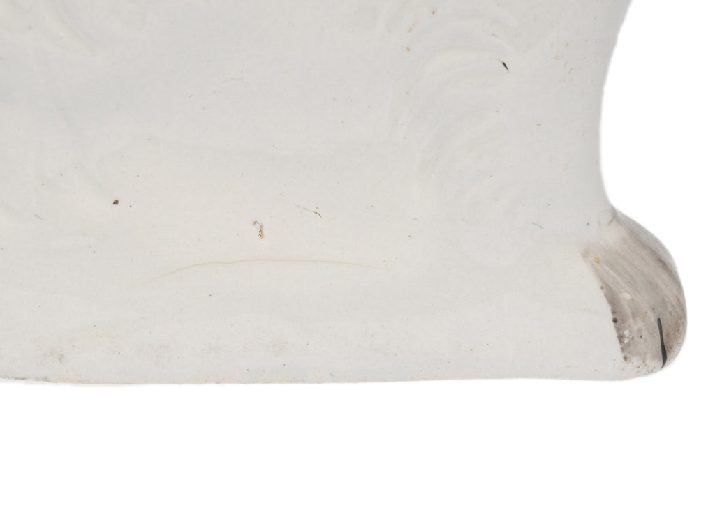 Pair Large Staffordshire Pottery Spaniel Mantle Dogs in White with Gilt c1860 (Code 2599)
