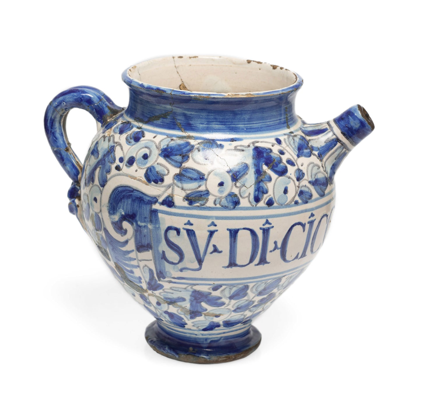 17th Century Antique Italian (Venice) Tin Glazed Wet Drug Syrup Jar / Albarello (Code 2604)