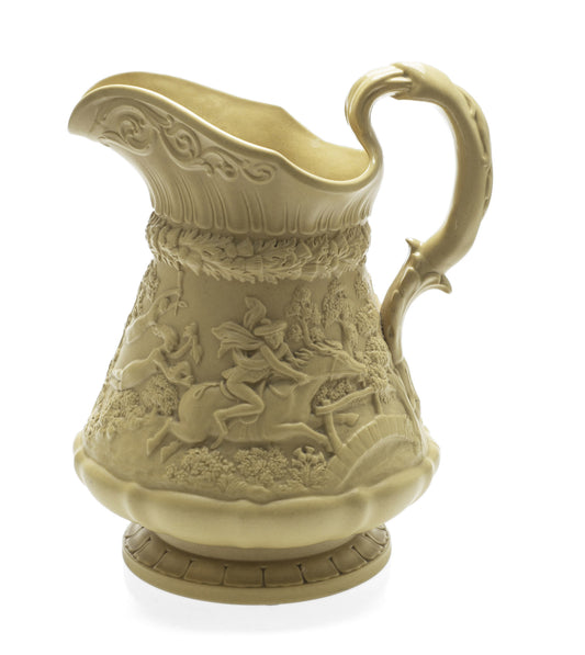 Large William Ridgway Tam O'Shanter Buff Stoneware Moulded Jug William IV 1835 (Code 2620)