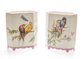 Pair Antique Aesthetic Period Porcelain Mantle Vases with Birds and Flowers (Code 2621)