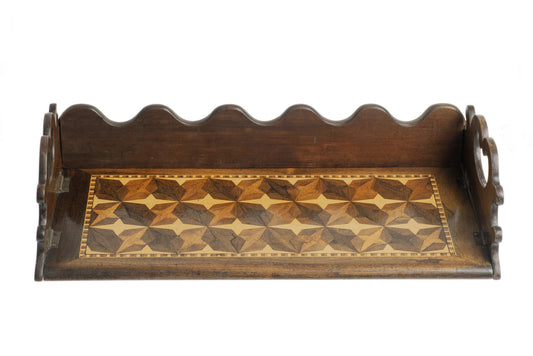 Antique Victorian Library/Study Parquetry Folding Book Tray/Carry Trough c1860 (Code 2679)