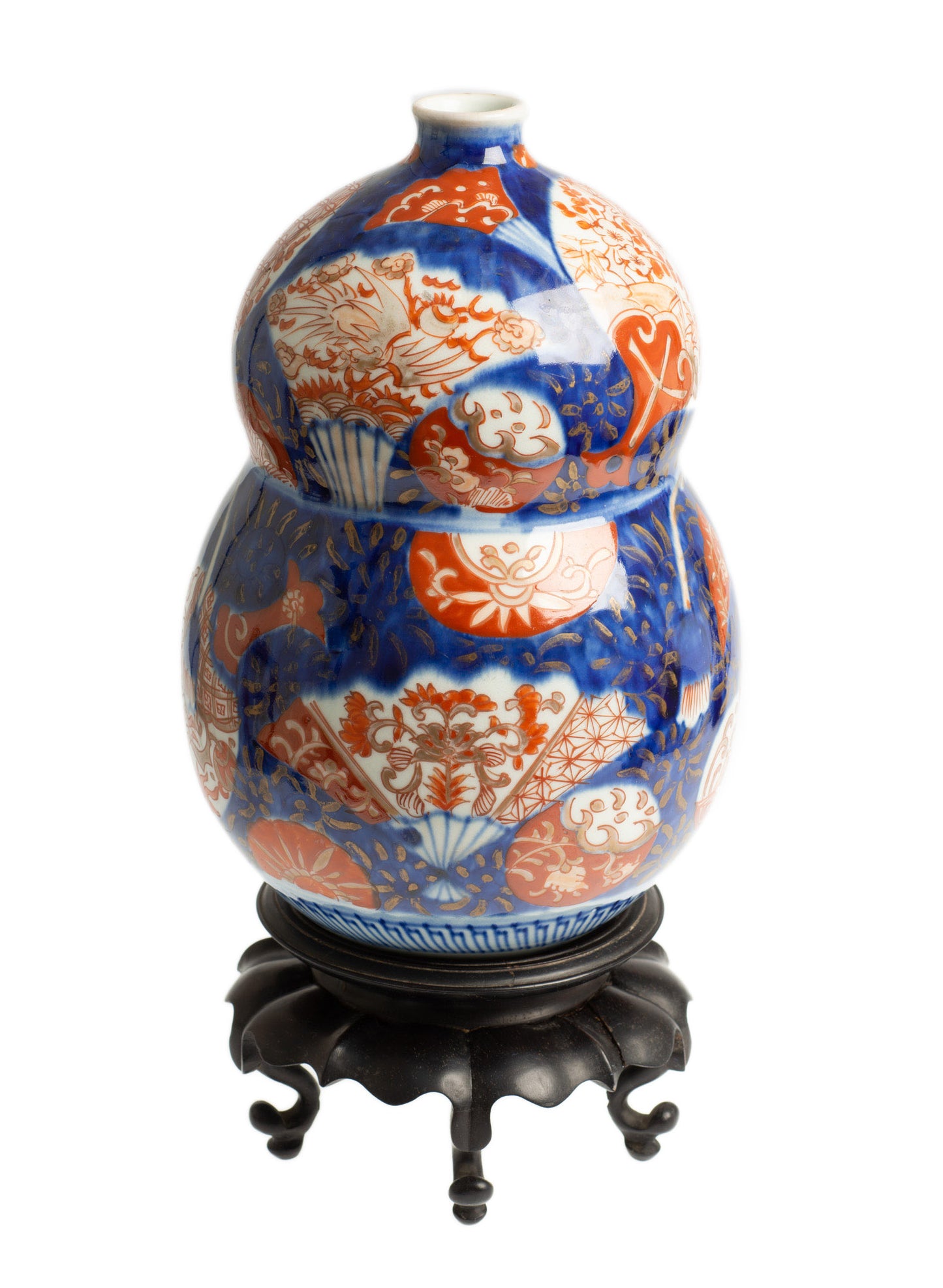 Antique Japanese Imari Ware Vase, Double Gourd Form, Fan & Roundel Design (Code 2684)