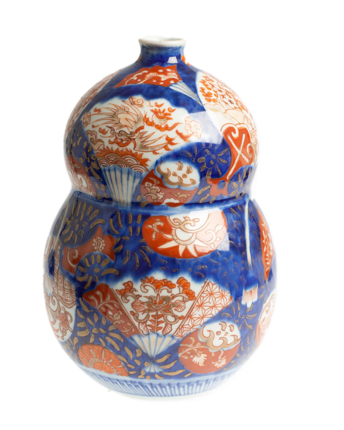 Antique Japanese Imari Ware Vase, Double Gourd Form, Fan & Roundel Design (Code 2684)