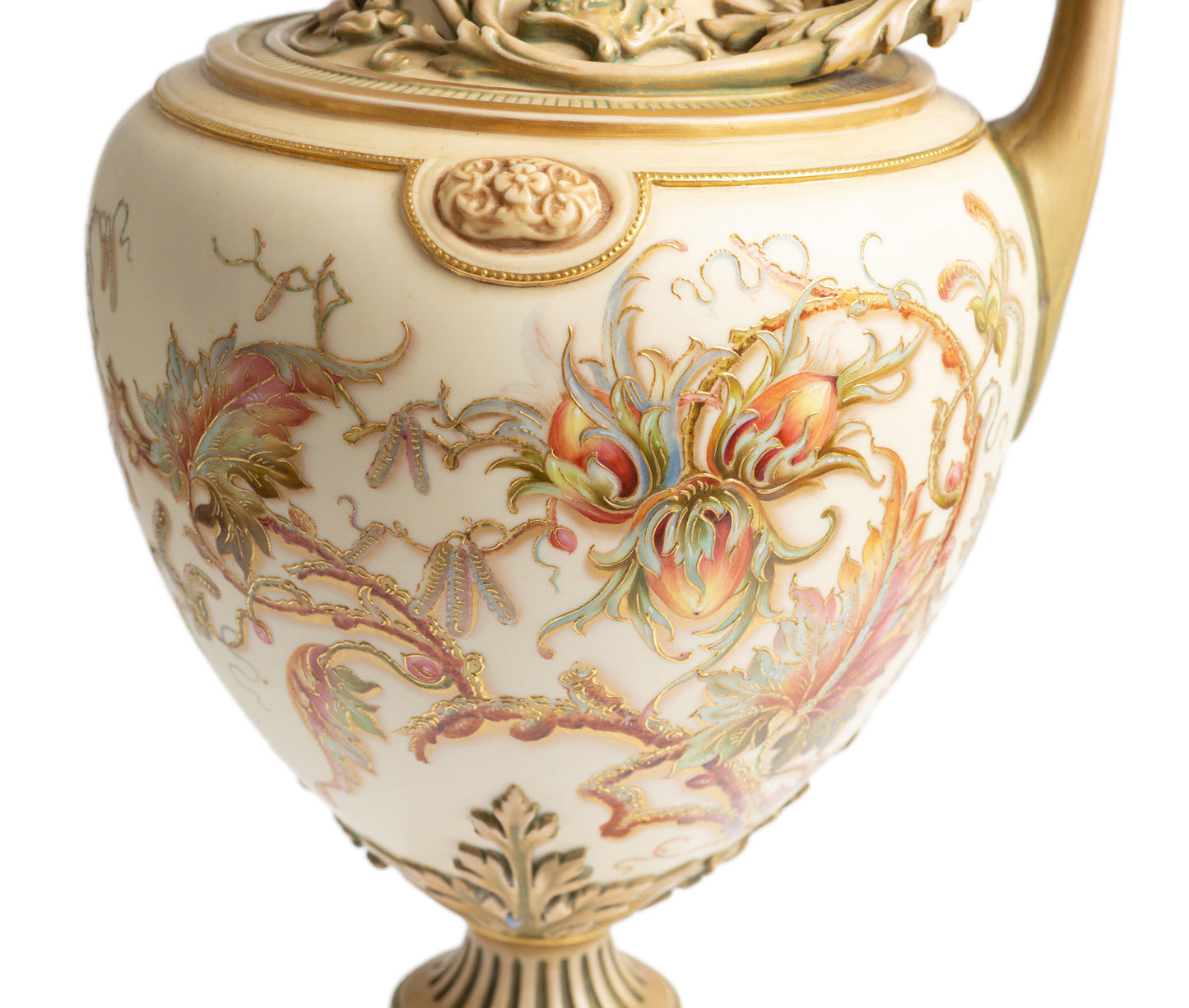 Exceptional Royal Worcester Ivory Glaze & Antique Gold Ewer Model 1309 (Code 2687)