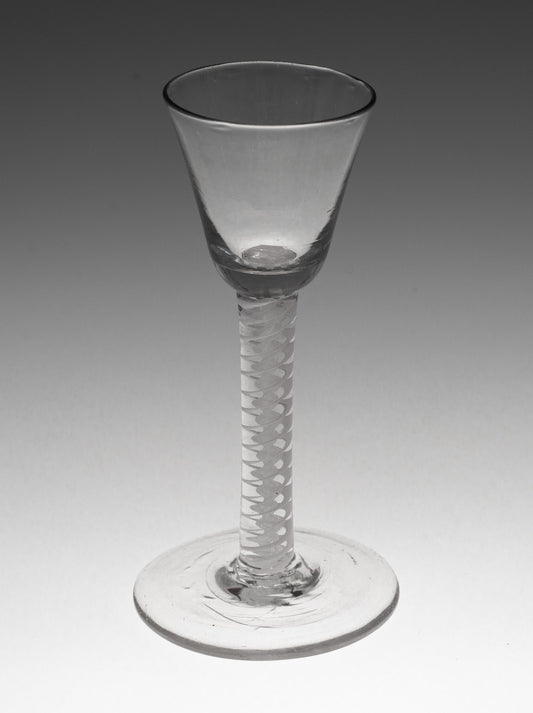 Antique Georgian Opaque Twist DSOT English Lead Wine Glass c1765 (Code 2703)