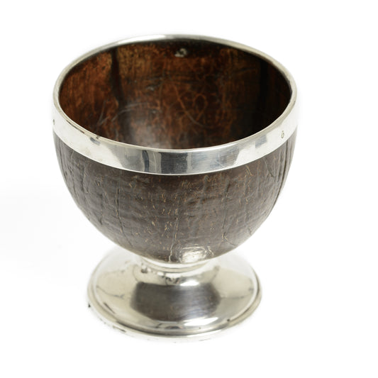 Antique Georgian George III Silver Mounted Coconut Cup with Pedestal Foot (Code 2706)