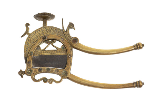 Antique North West Indian Brass Betel Nut Cutter with Peacock & Steel Blade (Code 2716)