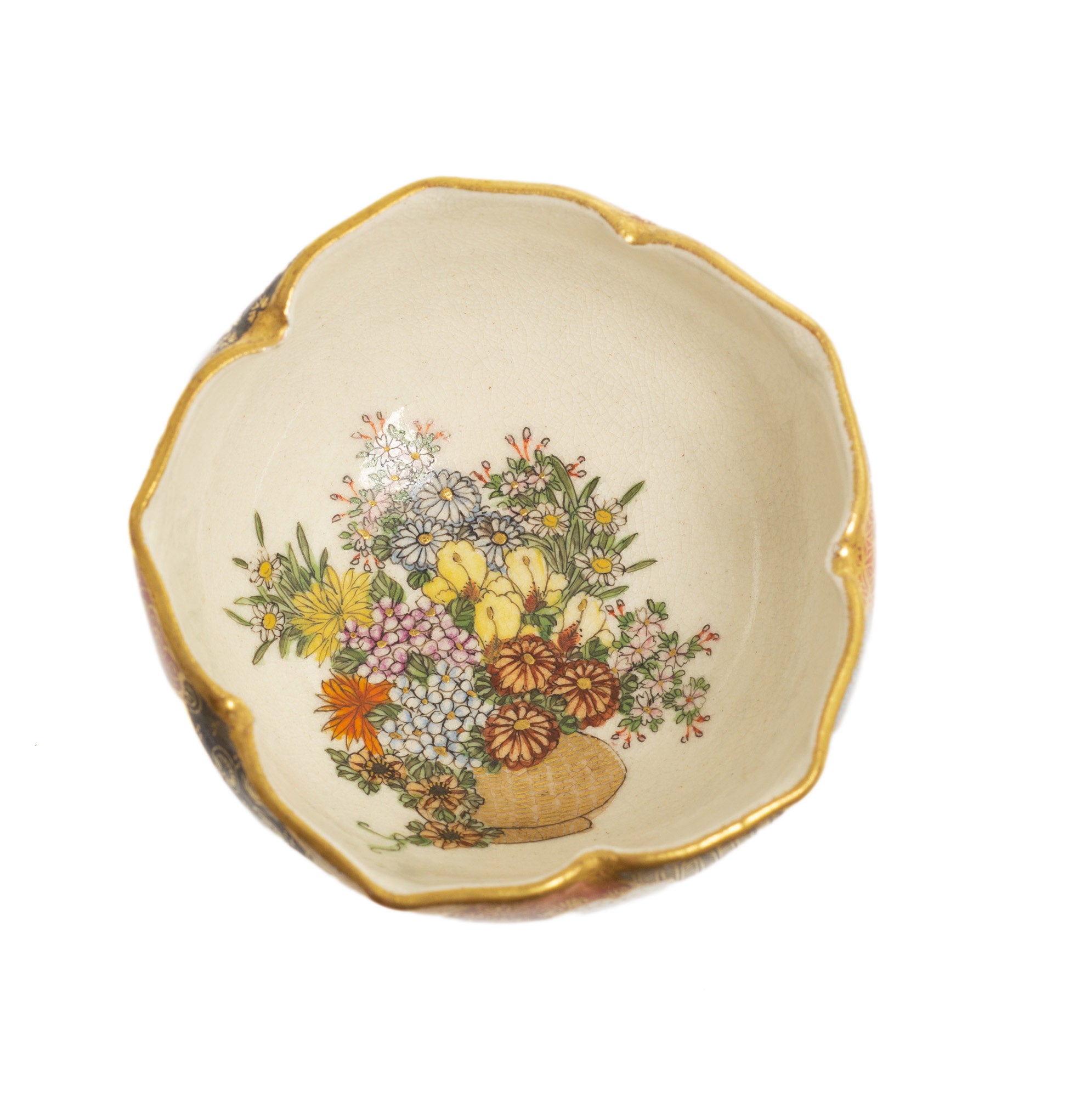 Antique Japanese Satsuma Miniature Bowl Hand Painted Children, Fans & Lanterns (Code 2727)