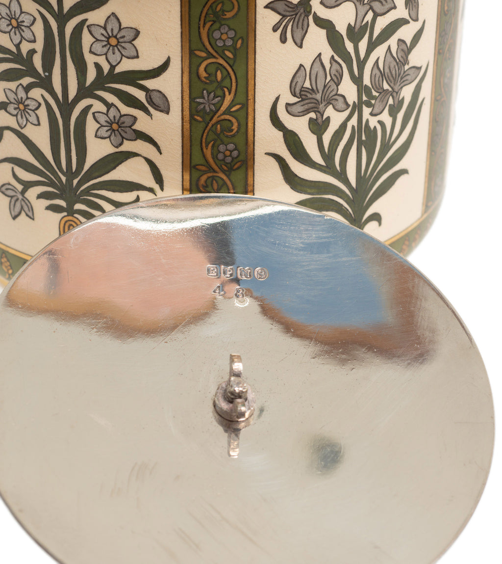 Antique James Macintyre Aesthetic/Arts & Crafts Biscuit Barrel Silver Plated Lid (Code 2730)