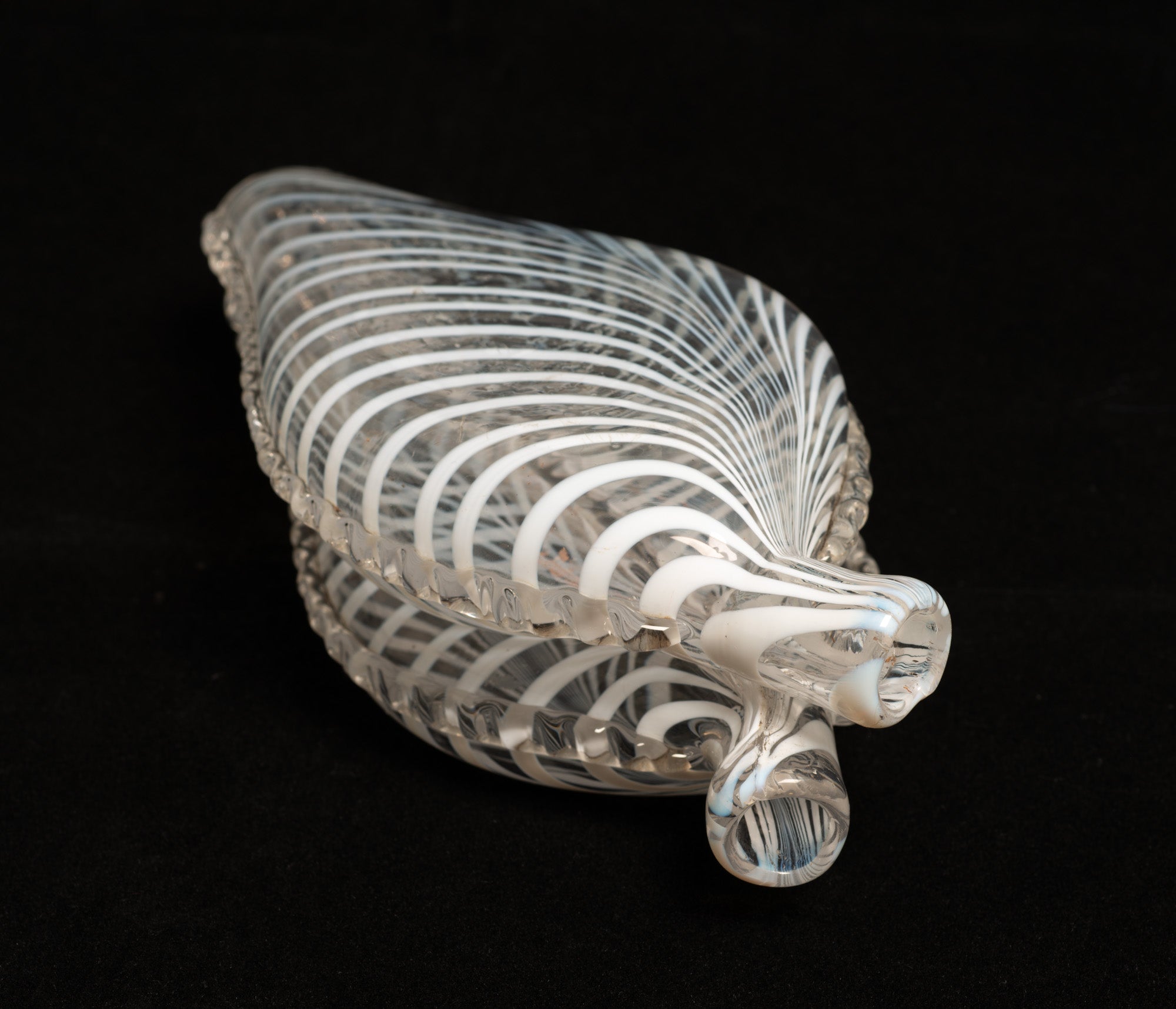 Antique Victorian Nailsea Glass Double Gimmel Flask with White Pull Up Loops (Code 2747)