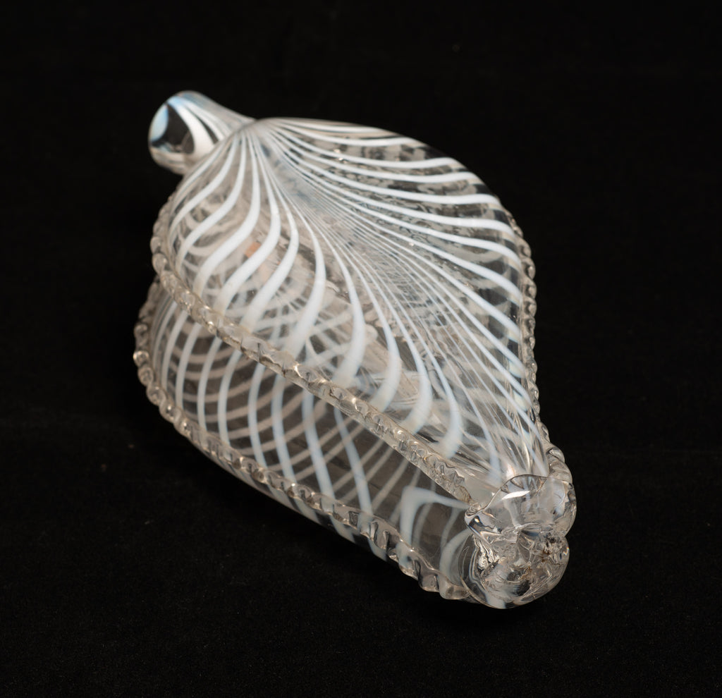 Antique Victorian Nailsea Glass Double Gimmel Flask with White Pull Up Loops (Code 2747)