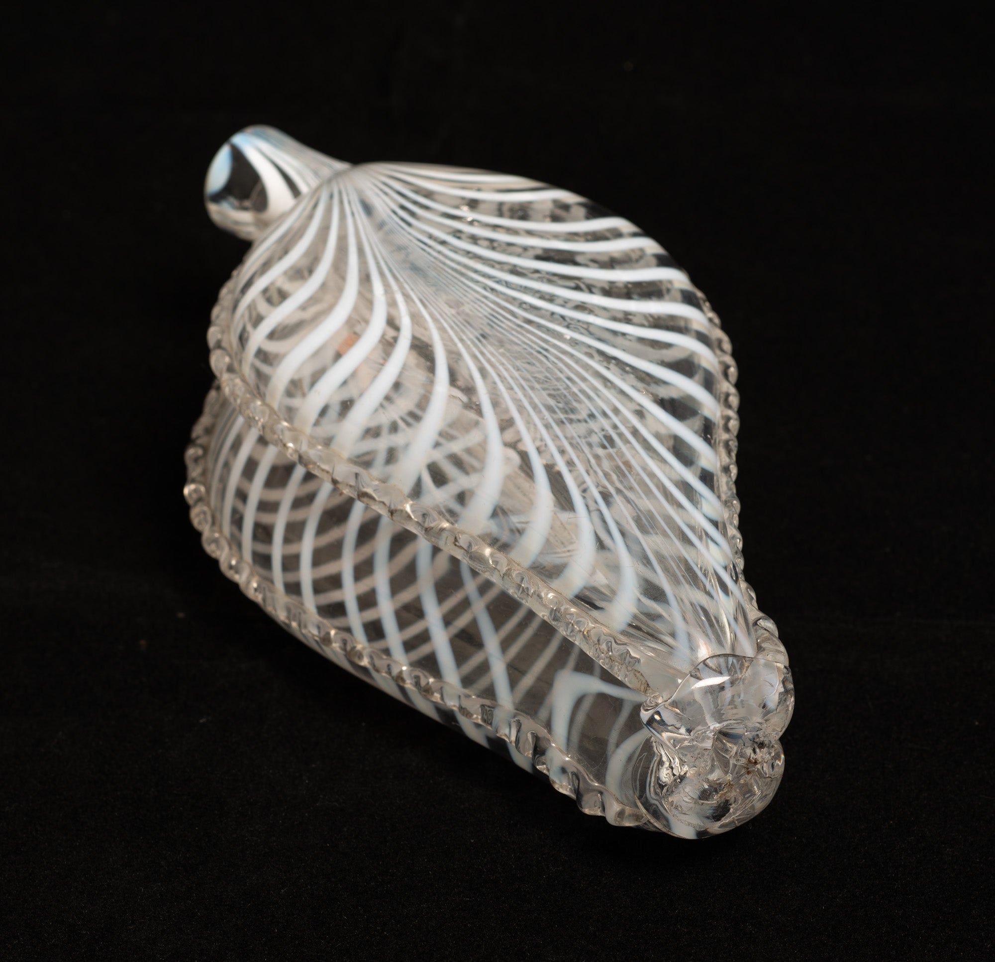 Antique Victorian Nailsea Glass Double Gimmel Flask with White Pull Up Loops (Code 2747)