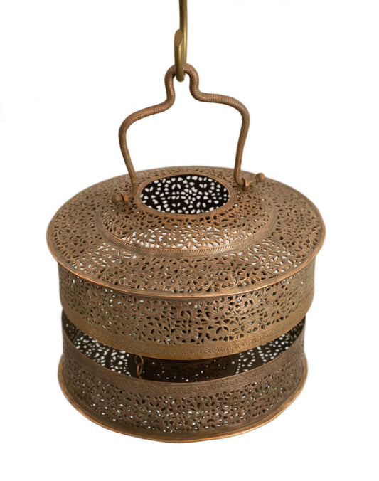 Antique/Vintage Large Ottoman Copper Hanging Concertina Incense Burner/Lantern (Code 2756)