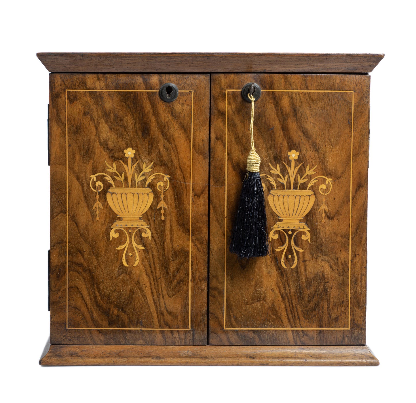 Antique Walnut Table Top Cabinet Box - Internal Drawers & Inlaid Adams Detailing (Code 2758)