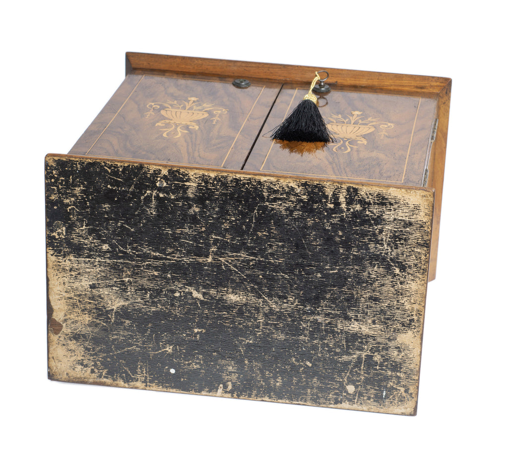 Antique Walnut Table Top Cabinet Box - Internal Drawers & Inlaid Adams Detailing (Code 2758)