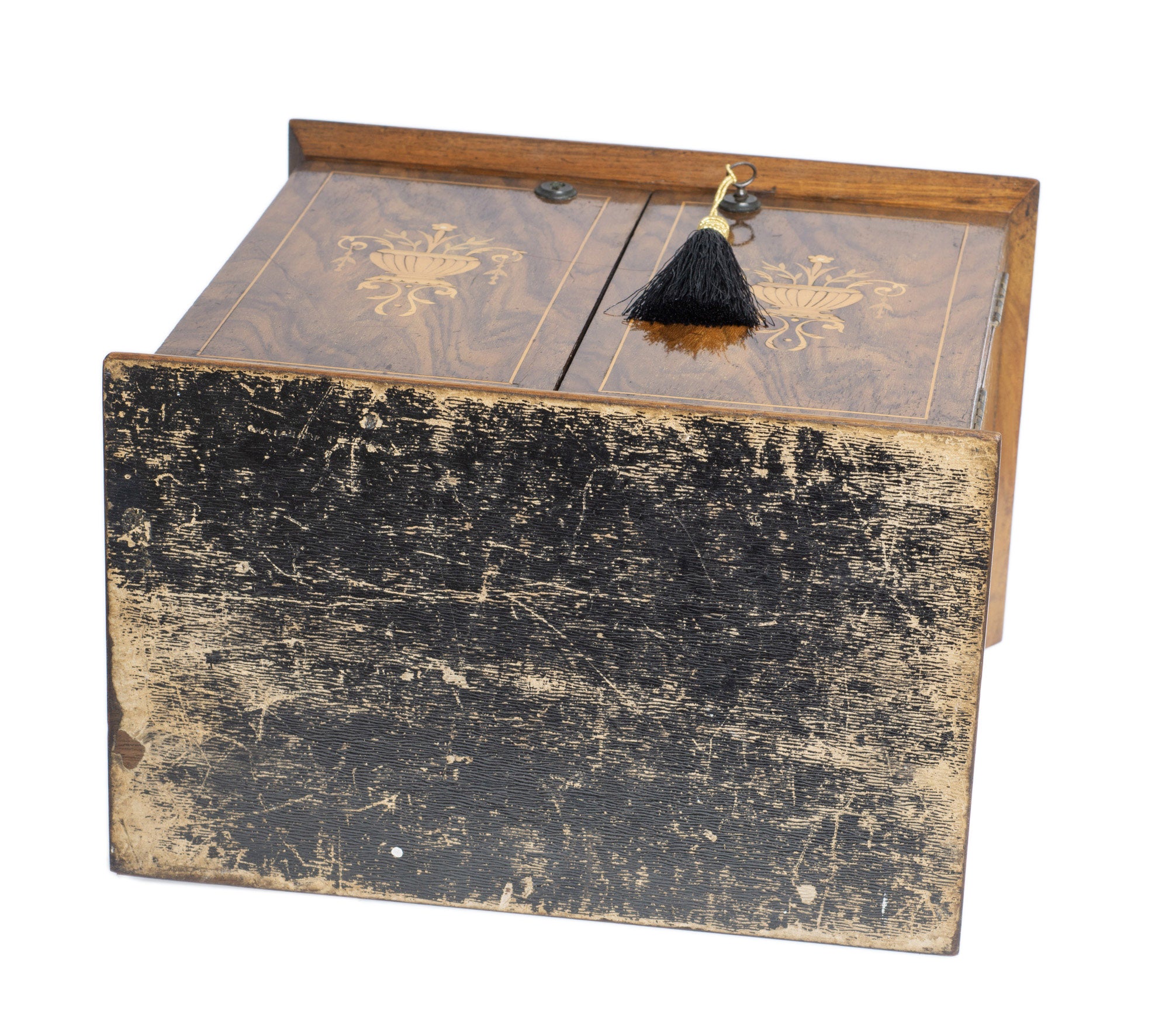 Antique Walnut Table Top Cabinet Box - Internal Drawers & Inlaid Adams Detailing (Code 2758)