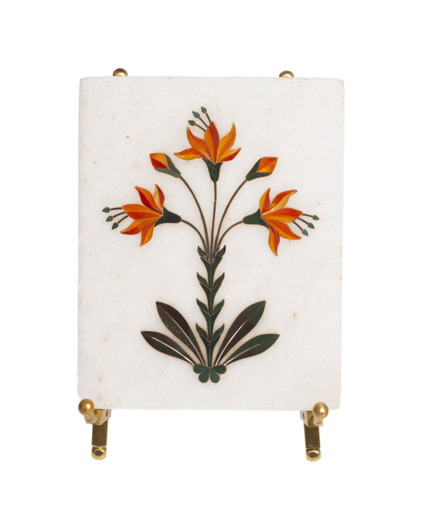 Italian Pietra Dura Marble Panel - Grand Tour Antique Botanical Study c1850 (Code 2759)