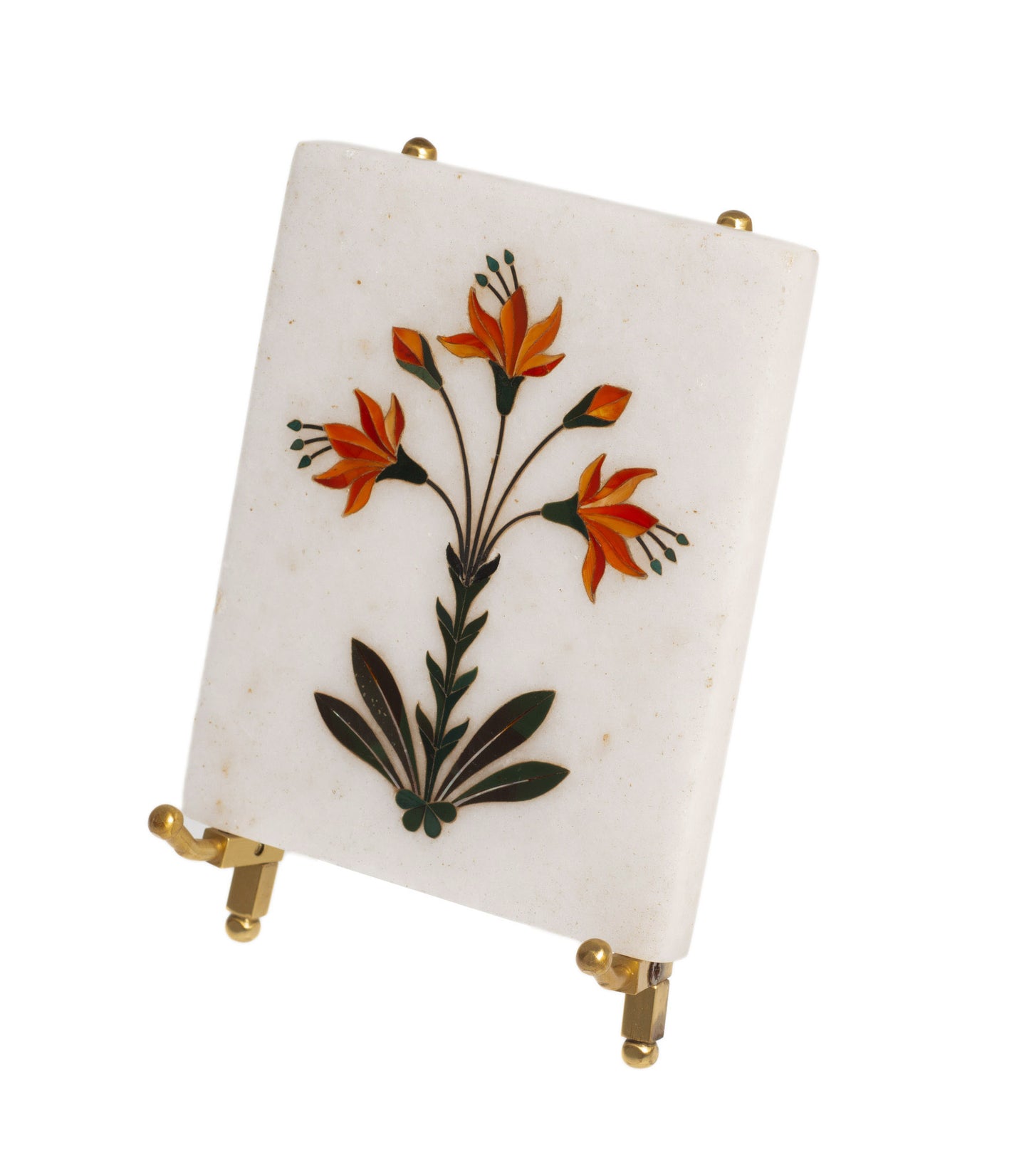 Italian Pietra Dura Marble Panel - Grand Tour Antique Botanical Study c1850 (Code 2759)