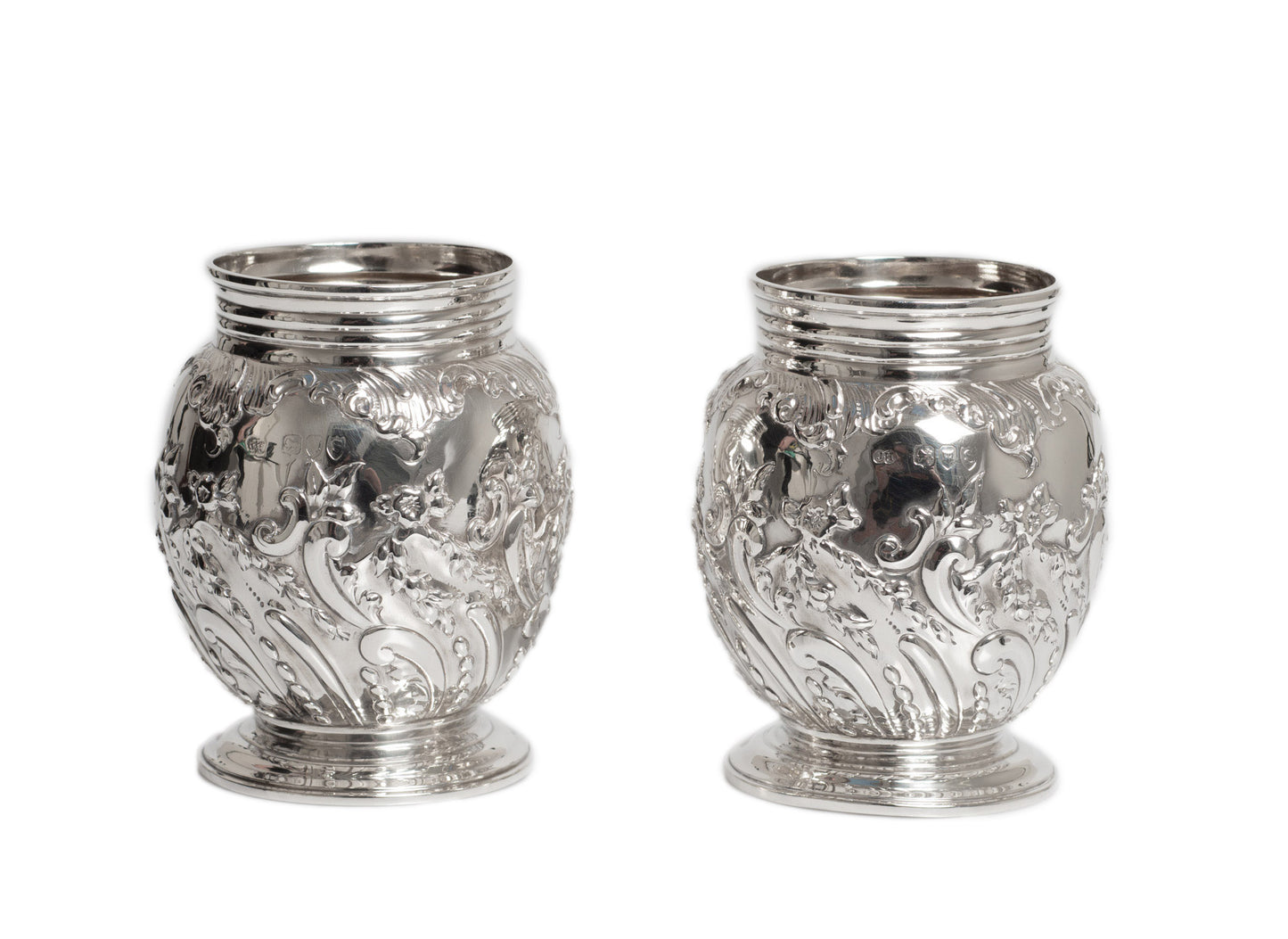 Pair Antique Victorian Sterling Silver Vases by Sibray, Hall & Co of Sheffield (Code 2764)