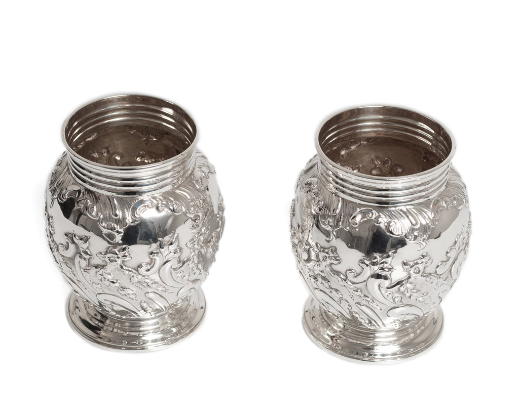 Pair Antique Victorian Sterling Silver Vases by Sibray, Hall & Co of Sheffield (Code 2764)
