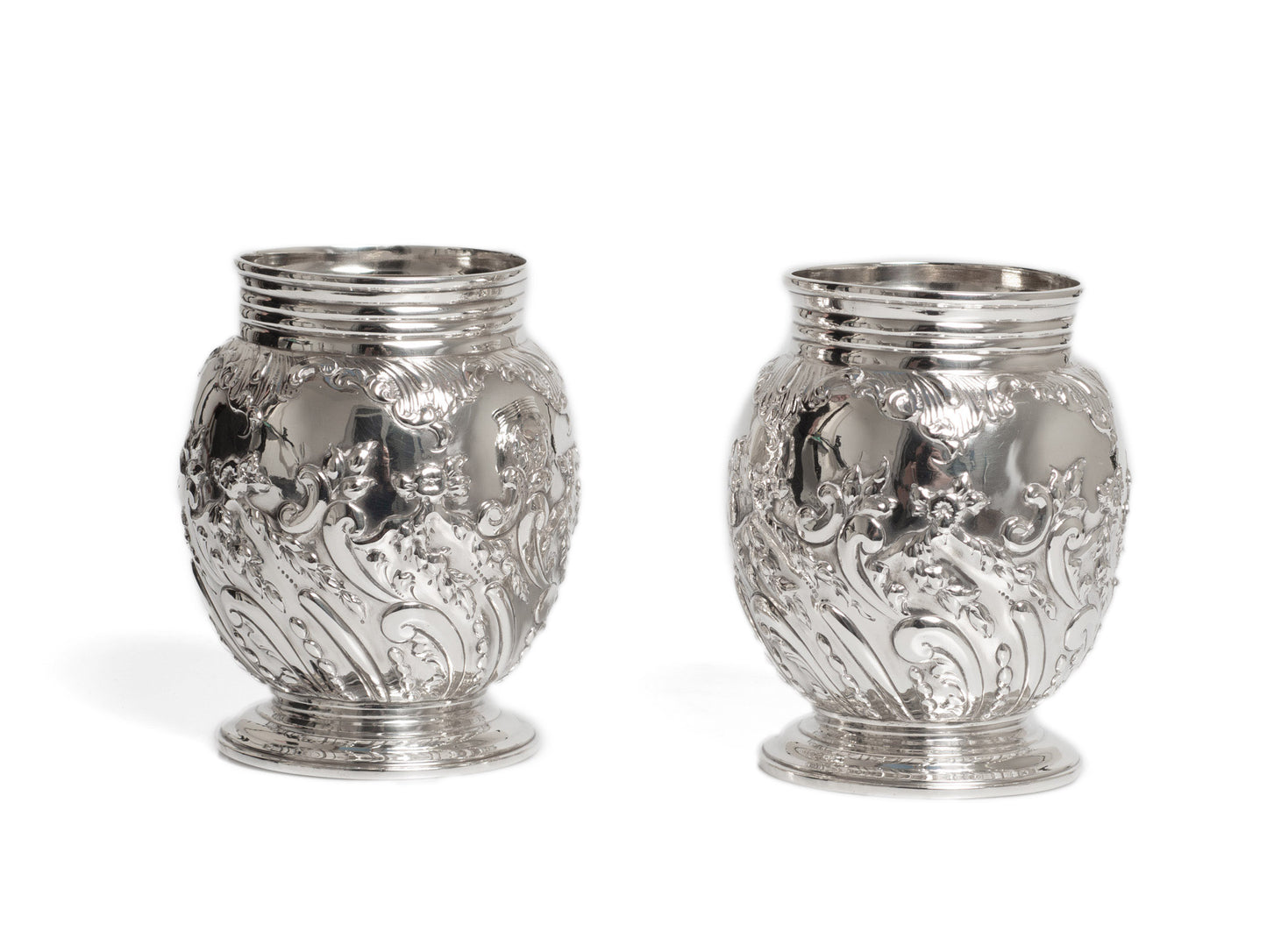 Pair Antique Victorian Sterling Silver Vases by Sibray, Hall & Co of Sheffield (Code 2764)