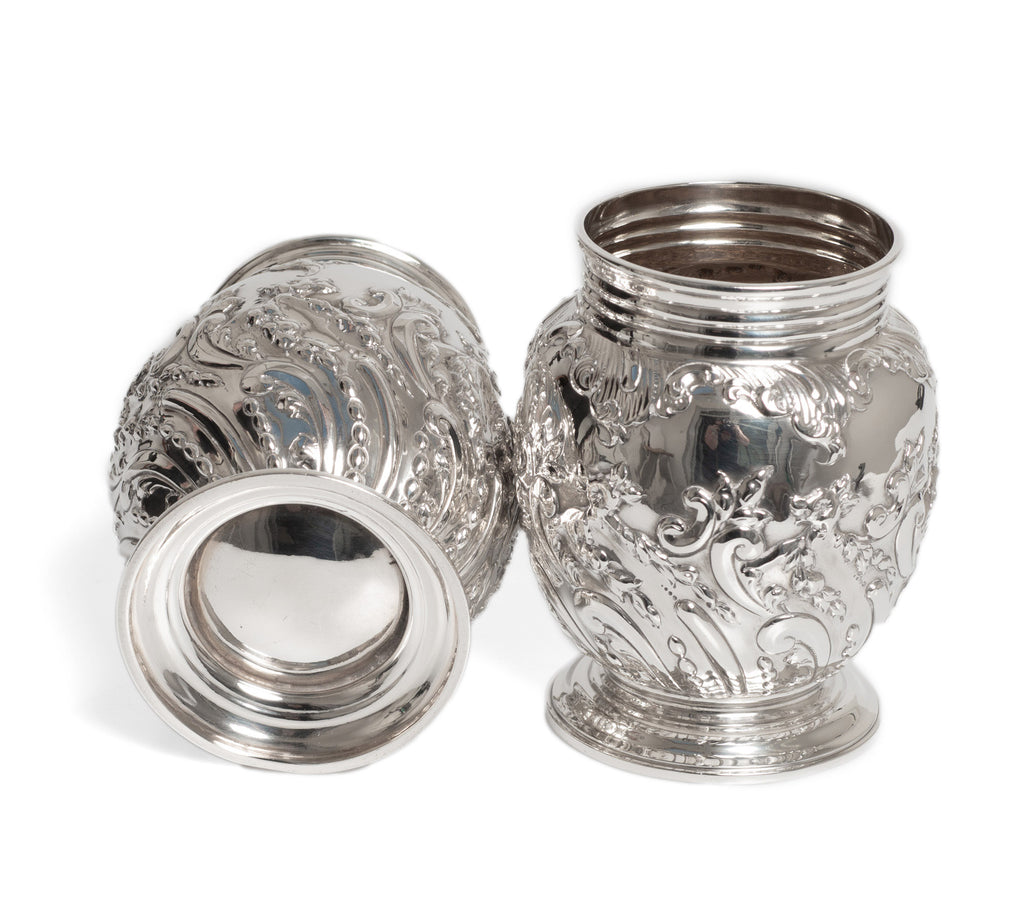 Pair Antique Victorian Sterling Silver Vases by Sibray, Hall & Co of Sheffield (Code 2764)