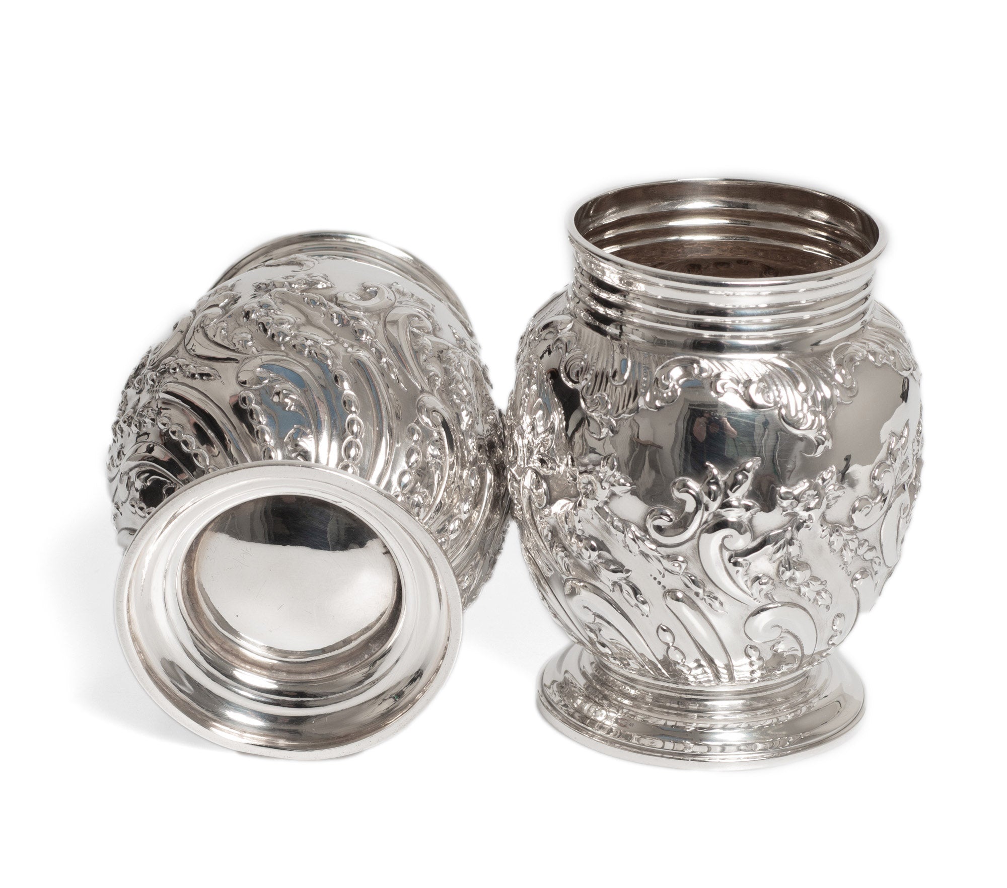 Pair Antique Victorian Sterling Silver Vases by Sibray, Hall & Co of Sheffield (Code 2764)