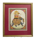 Vintage Indian Silk Painting of a Maharaja on Elephant, Framed & Glazed (Code 2773)