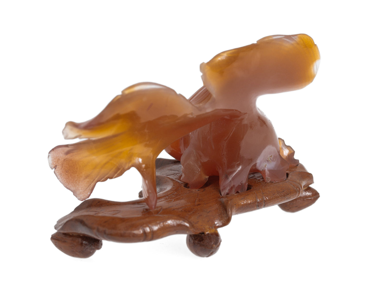 Vintage Chinese Carved Carnelian Model of a Shubunkin Goldfish with Stand (Code 2804)