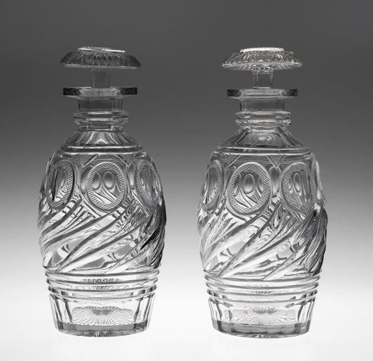 Pair Antique Georgian Regency Cut Glass Spirit/Liqueur Decanters c1830 (Code 2836)