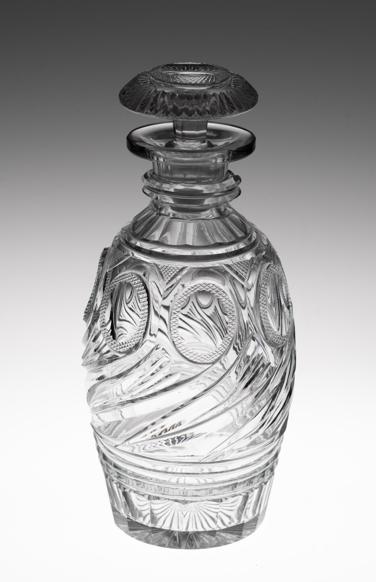 Pair Antique Georgian Regency Cut Glass Spirit/Liqueur Decanters c1830 (Code 2836)