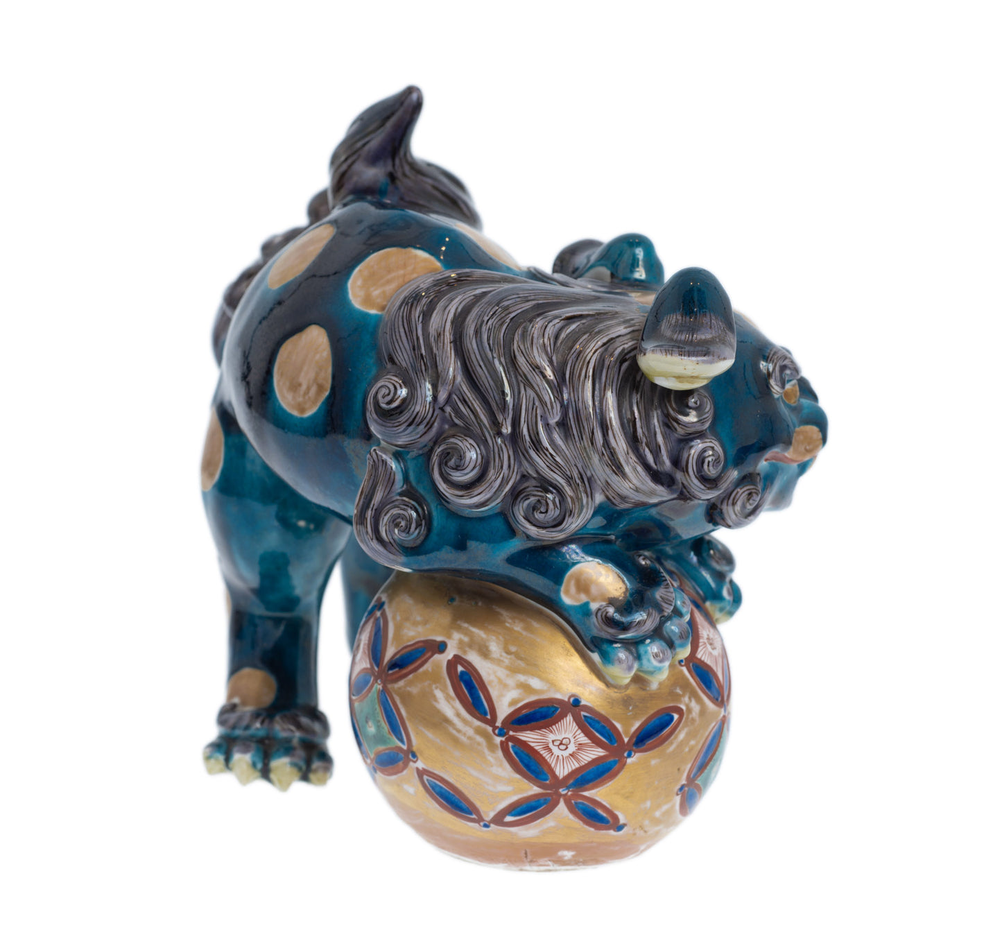 Antique Japanese Kutani Porcelain Shishi Temple Guardian Lion-Dog Komainu 狛犬 (Code 2838)