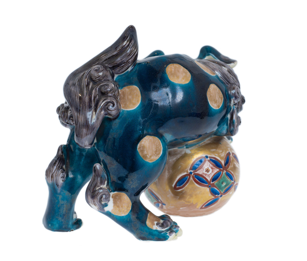 Antique Japanese Kutani Porcelain Shishi Temple Guardian Lion-Dog Komainu 狛犬 (Code 2838)