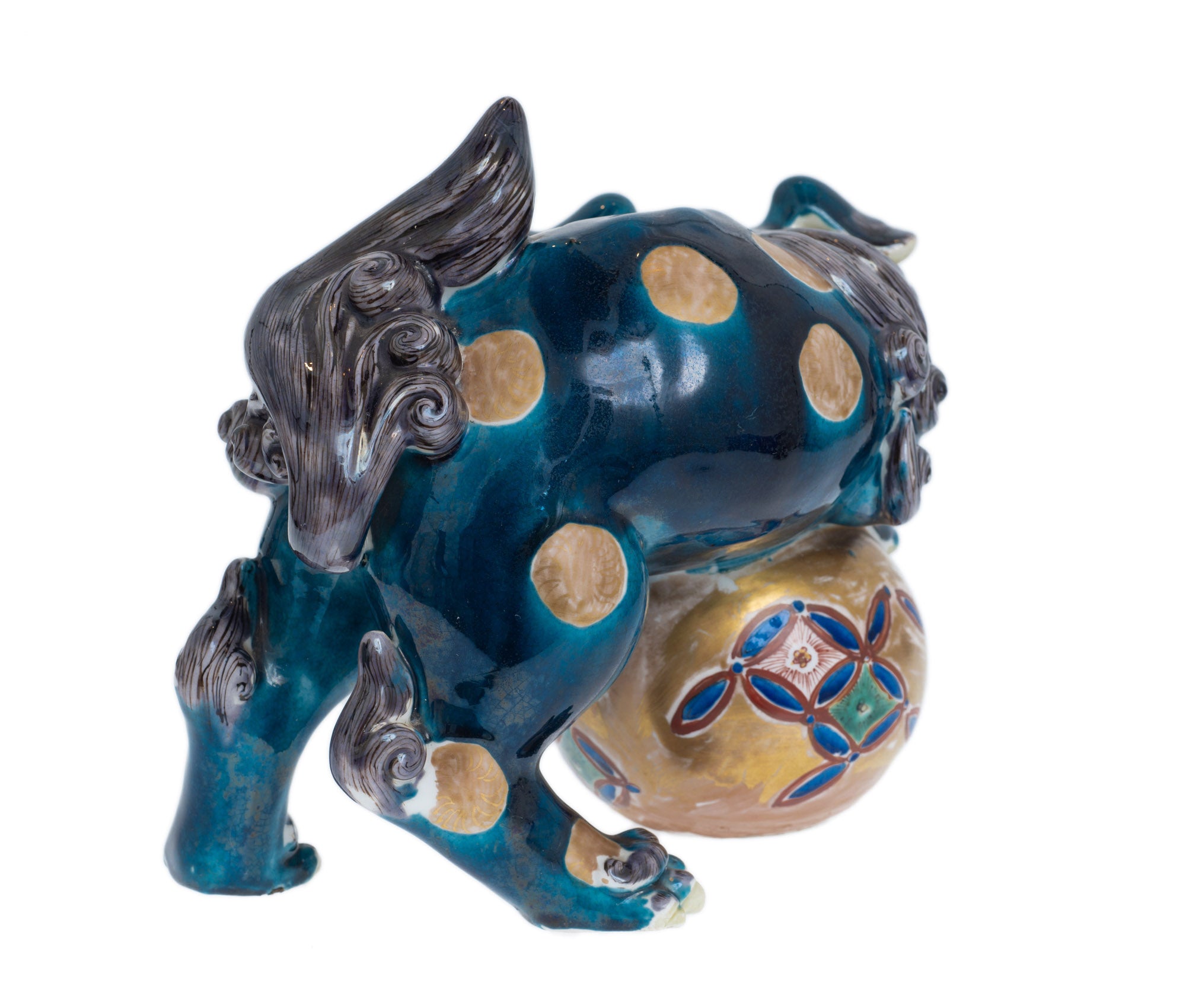 Antique Japanese Kutani Porcelain Shishi Temple Guardian Lion-Dog Komainu 狛犬 (Code 2838)
