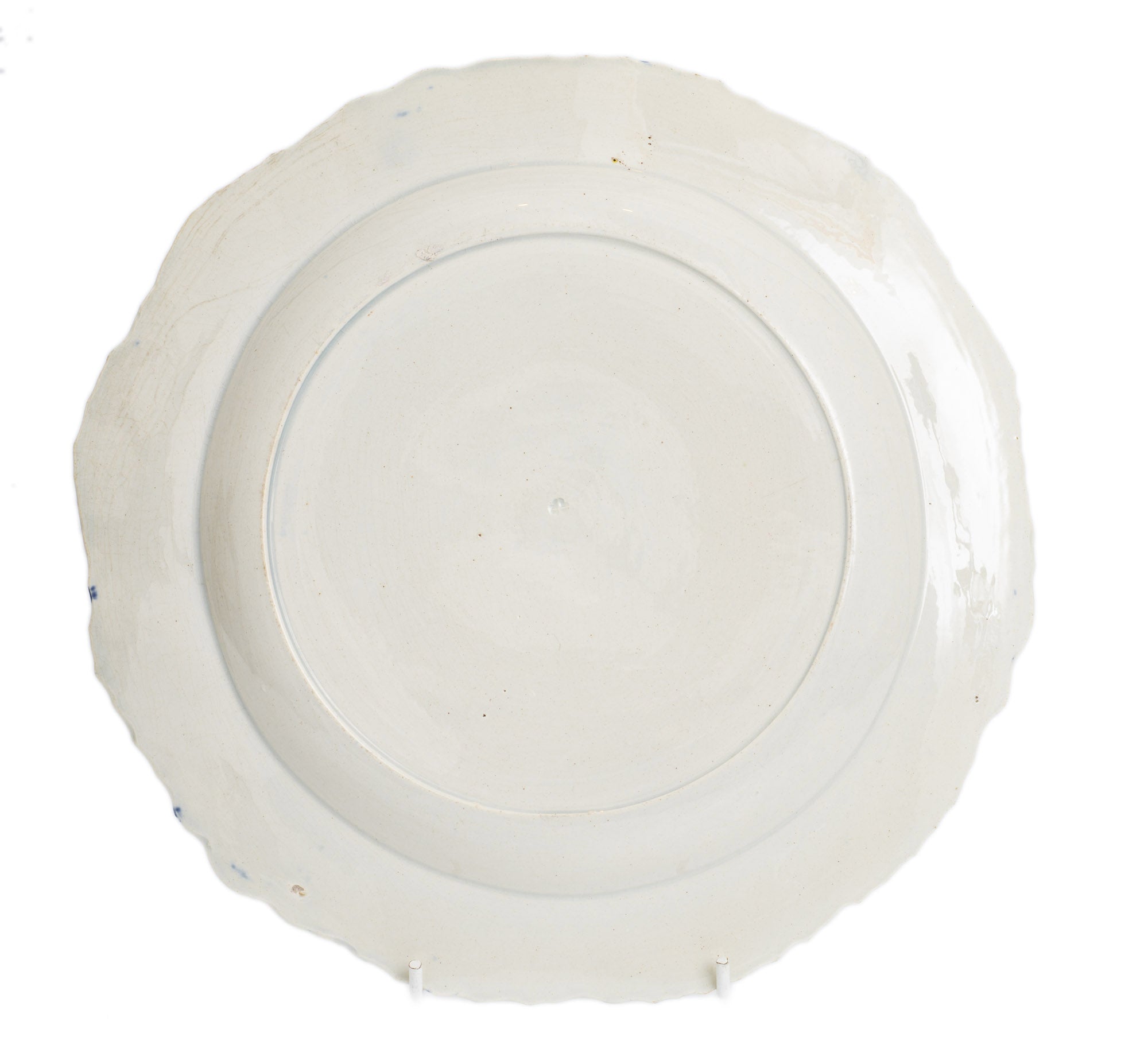 Antique English Blue & White Pagoda & Fence Pattern Pearlware Shell Edge Plate (Code 2847)