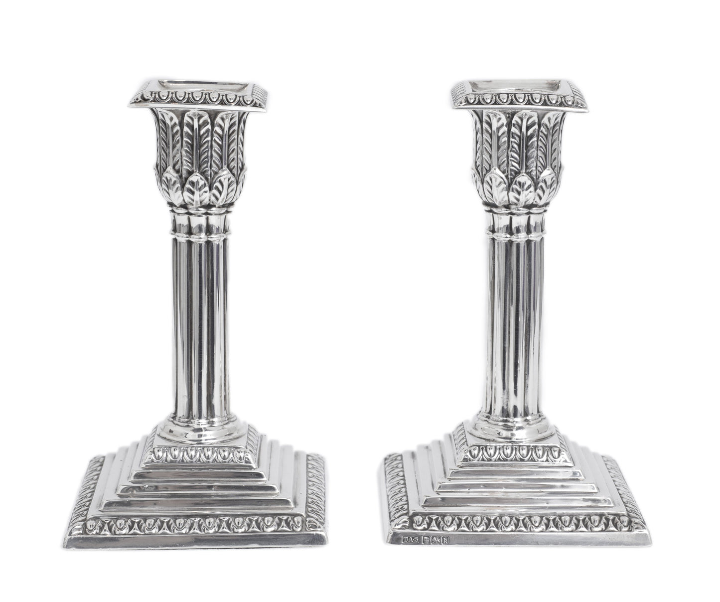 Pair Antique Edwardian Silver Hallmarked Candlesticks Sheffield 1902 T'mas Scott (Code 2854)