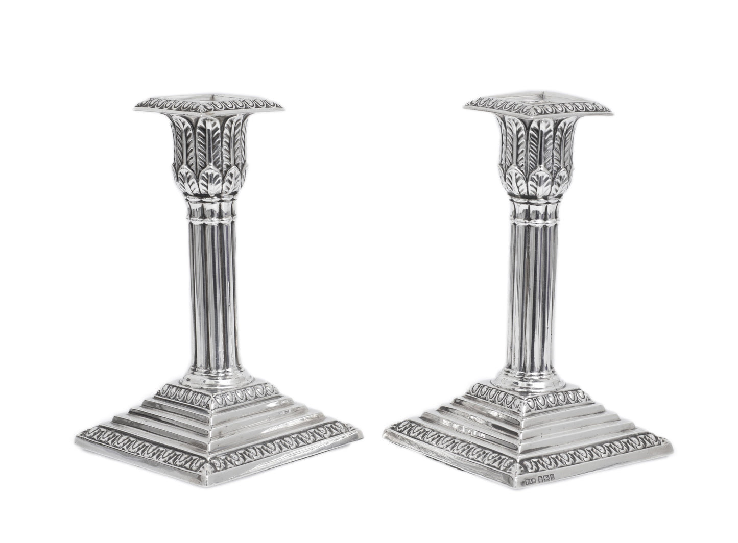 Pair Antique Edwardian Silver Hallmarked Candlesticks Sheffield 1902 T'mas Scott (Code 2854)