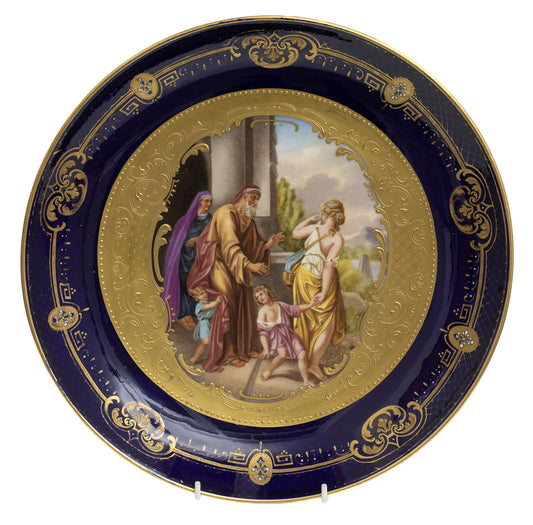 Antique Vienna Porcelain Charger Hand Painted Verstosung der Hagar by Kauffmann (Code 2871)