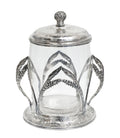Antique Silver Plated & Clear Hand Blown Glass Biscuit Barrel/Cookie Jar (2873)