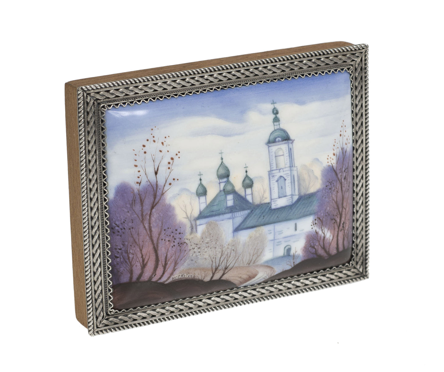 Vintage Russian Rostov Kremlin Miniature Enamel by Исл катков (Katkov) Signed (2893)