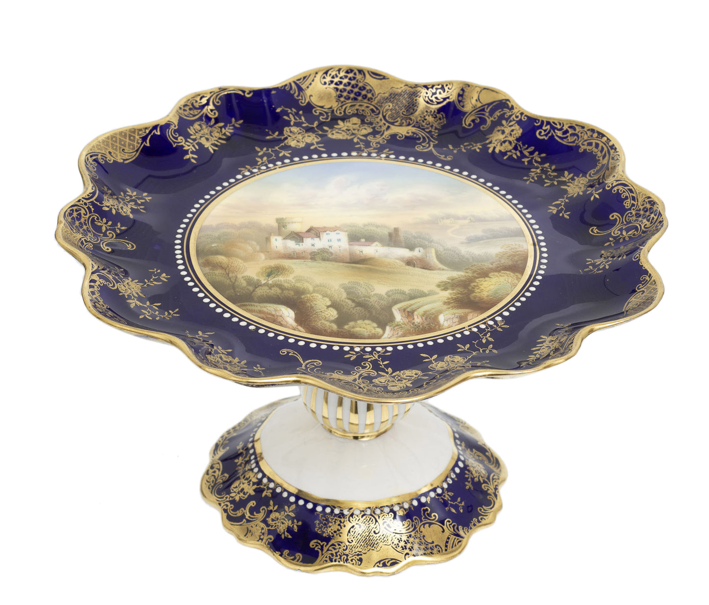 Antique Aynsley China Hand Painted Scottish Landscape Roslin Castle Tazza c1910 (2899)