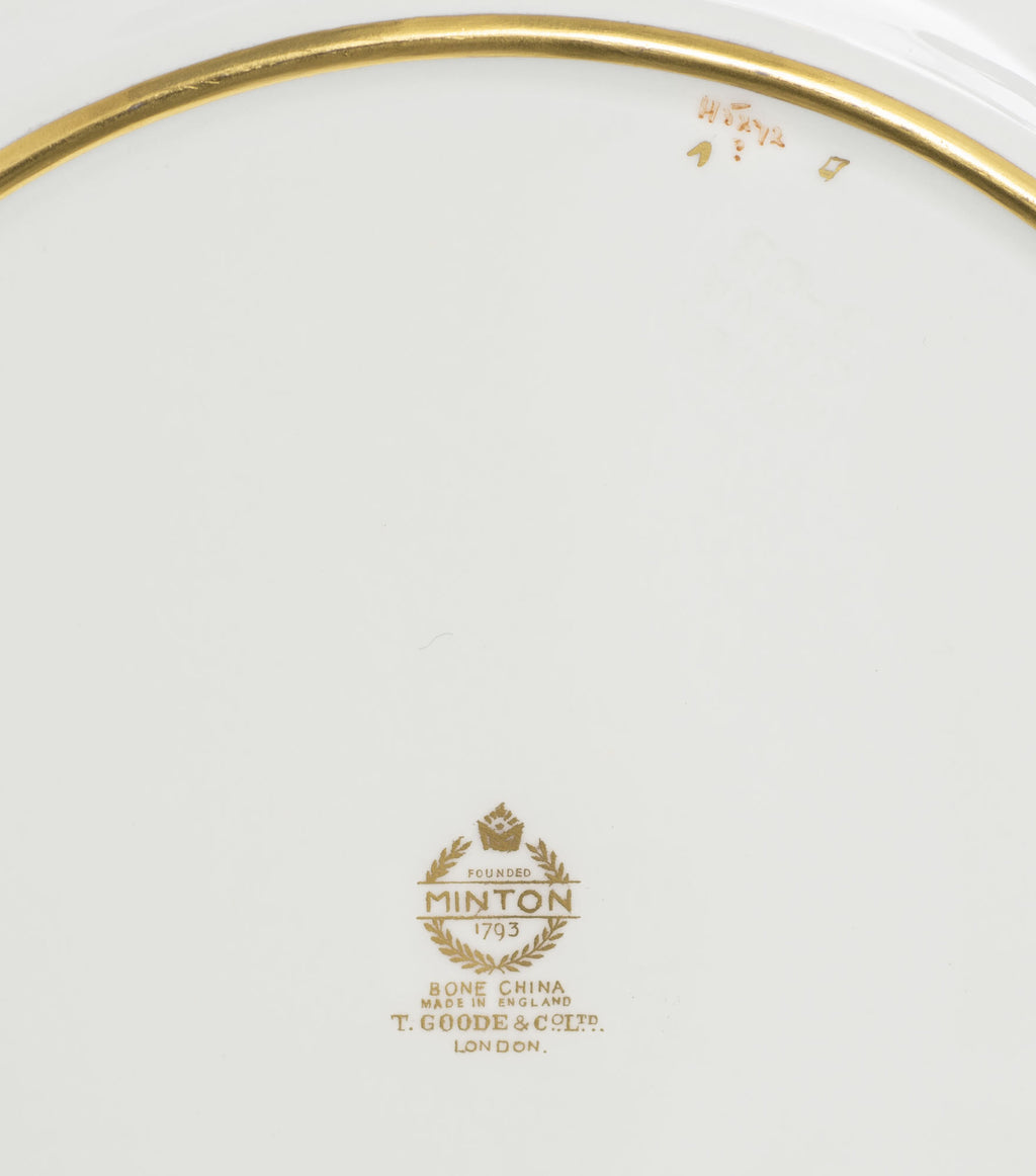 Minton Pate sur Pate Panel & Embossed Gold Dinner Plate - T Goode & Co, Mayfair (2915)