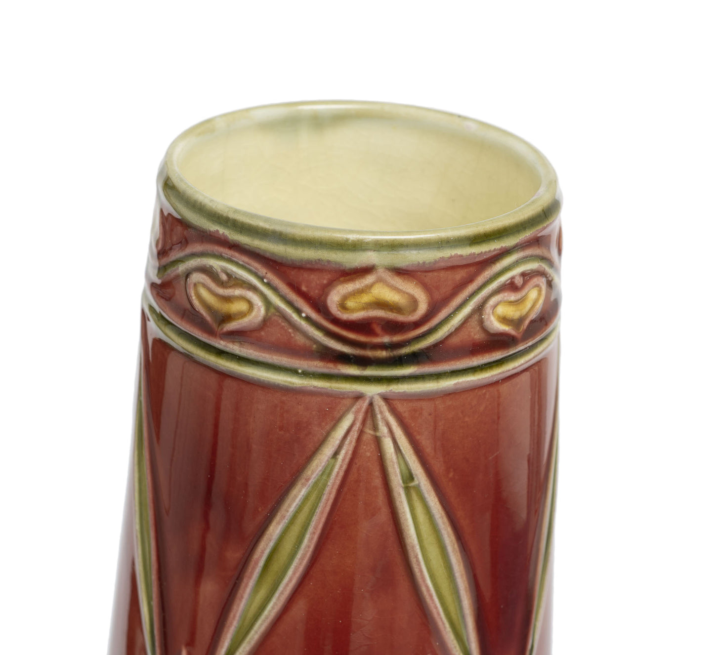 Minton Antique Secessionist Pottery Vase in Red Glaze with Tubelined Body (2917)