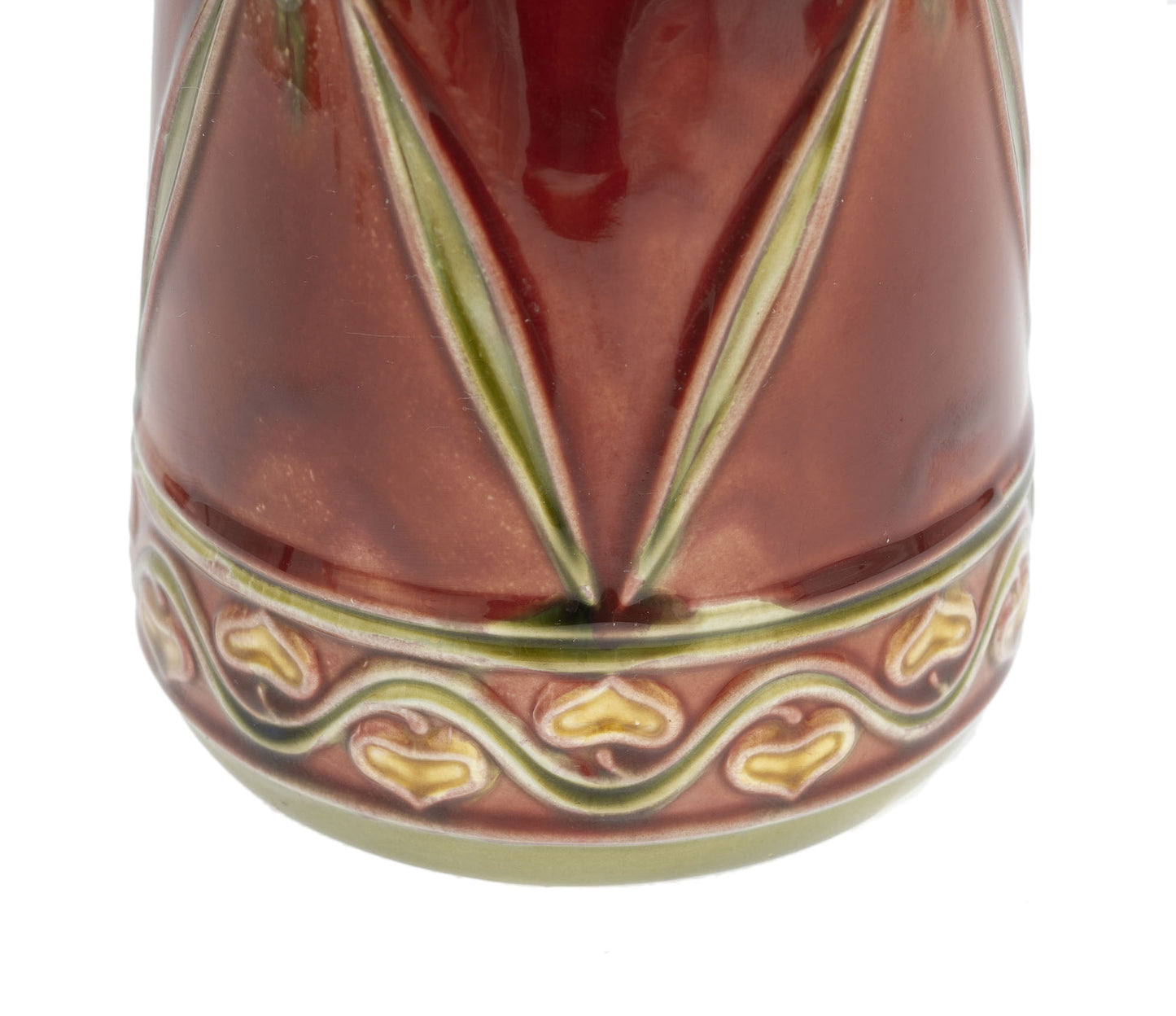 Minton Antique Secessionist Pottery Vase in Red Glaze with Tubelined Body (2917)