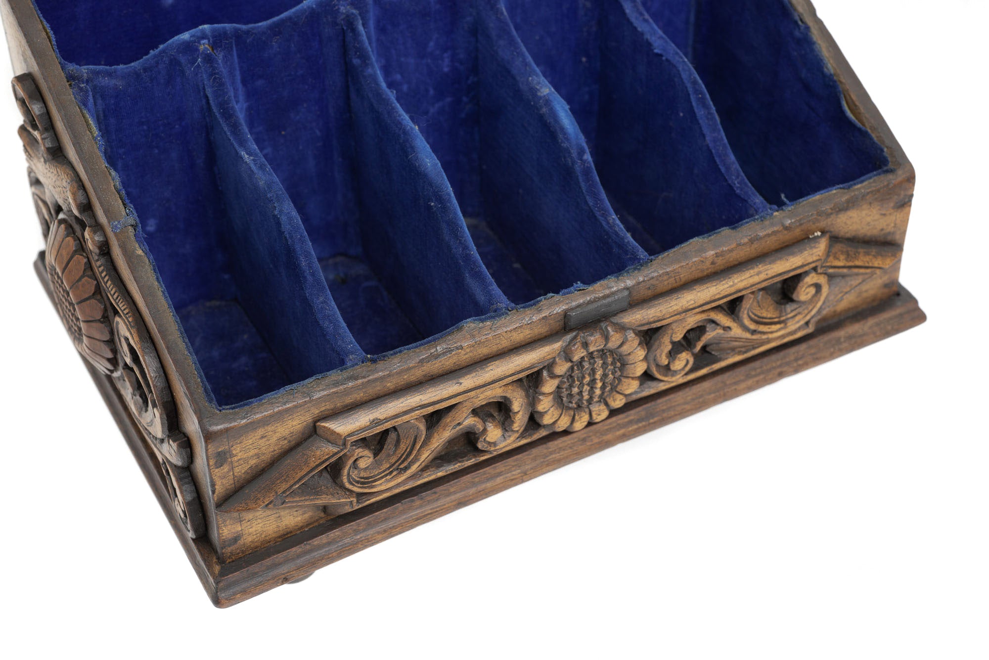 Antique Spanish Wooden Box with Moon Face Carvings and Brass Dial Lock 19thC (2919)